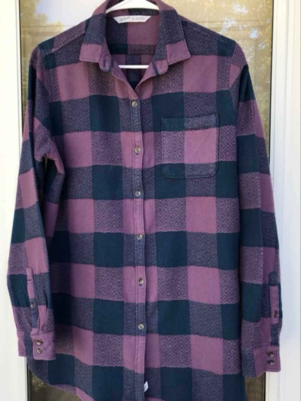 Woolrich Purple and Black Plaid Button-Down Shirt